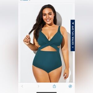 Turquoise one piece swimsuit. Size XL. Brand new. Tags intact.